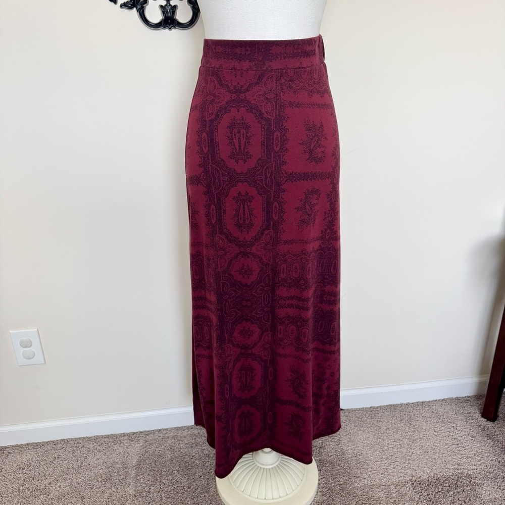 Gentle Fawn Burgundy Patterned Maxi Skirt